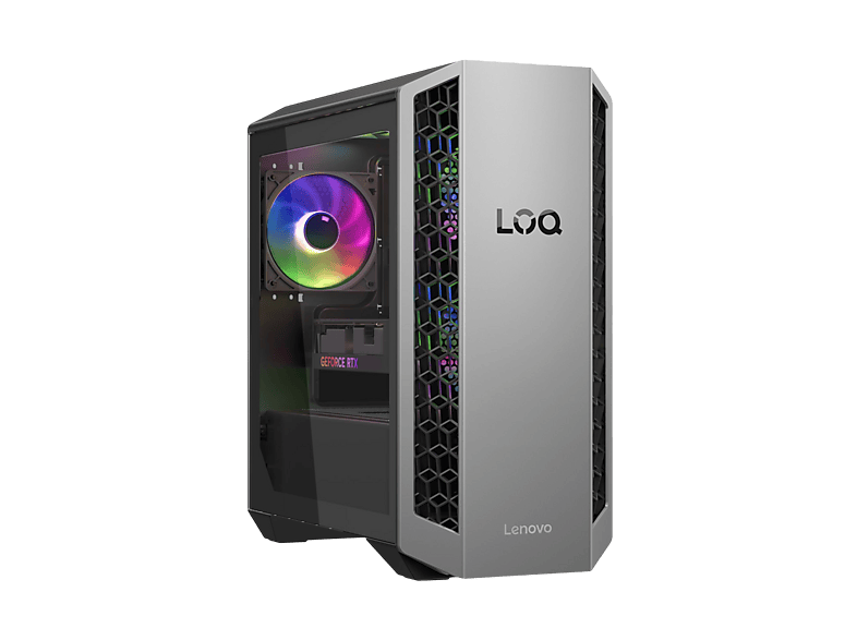 LENOVO LOQ Tower 26ADR10 Gaming PC, AMD Ryzen™ 7 8745HX Prozessor, 16 GB RAM, 1 TB SSD, GeForce RTX™ 5070, Windows 11 Home, Grau — Foto 2 von 4