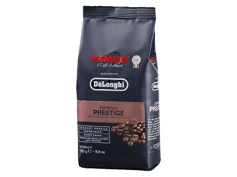 Café en grano - De’Longhi Kimbo Prestige, 35% Robusta y 65% Arábica, 250 gramos