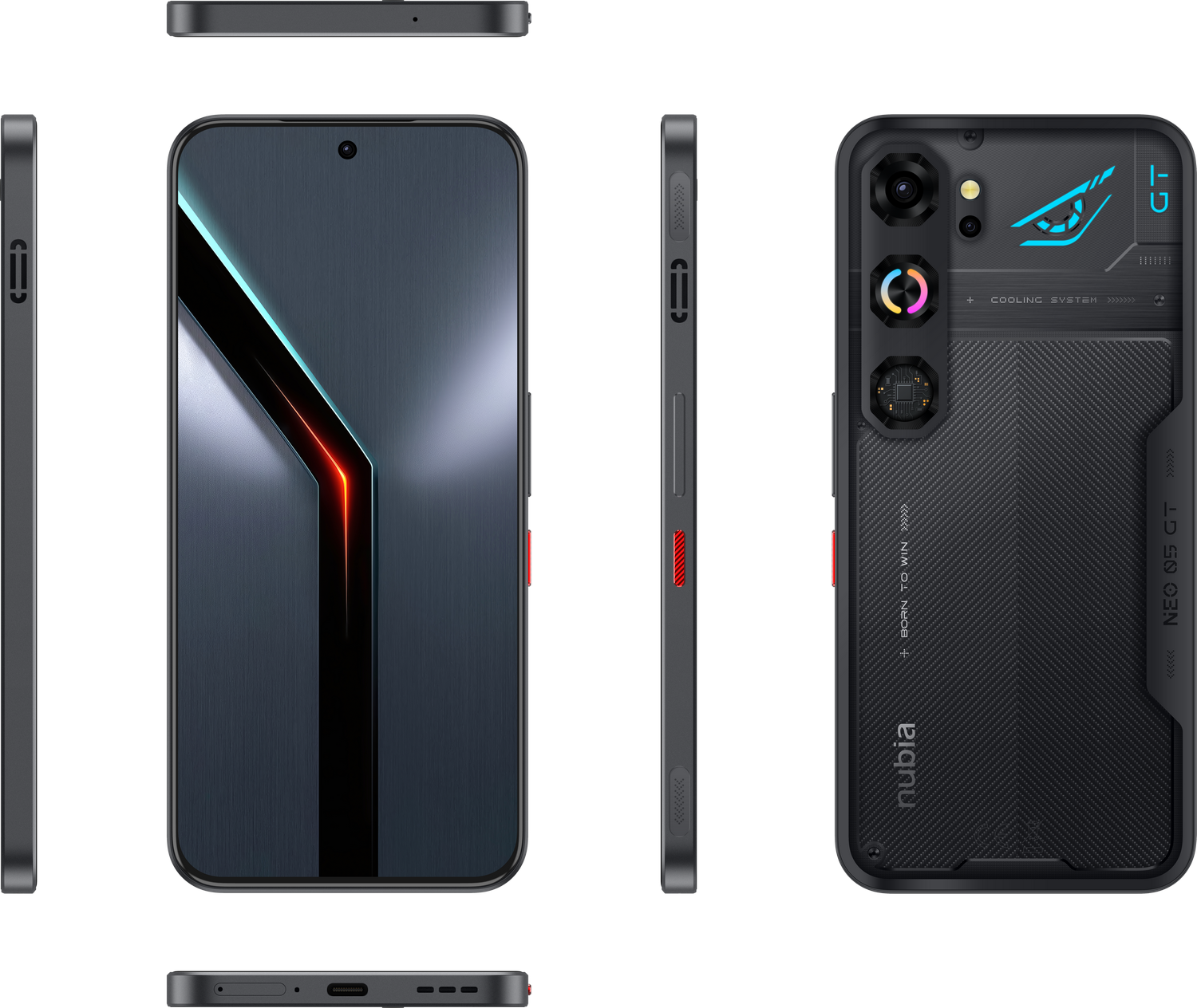 Un smartphone negro con logo ROG y sistema de refrigeración en la parte trasera.