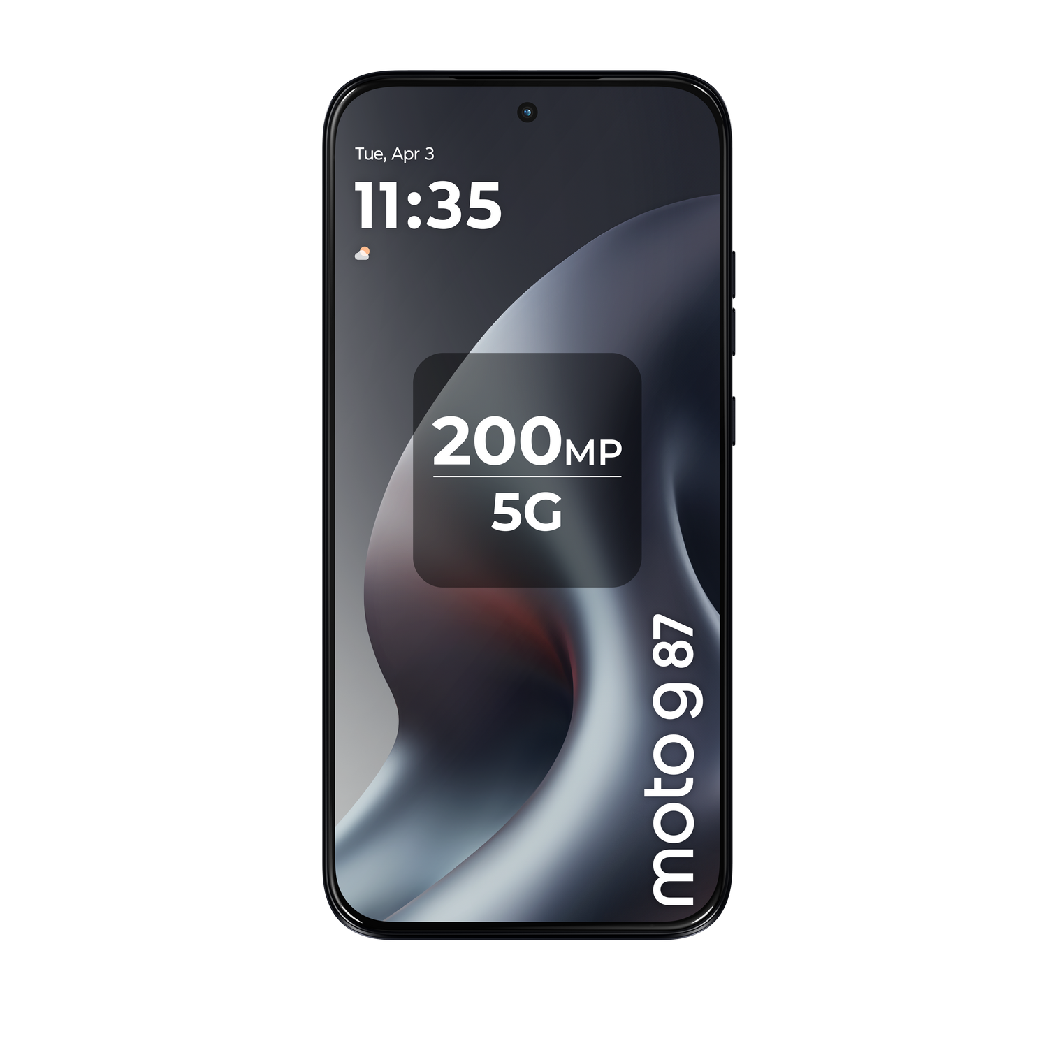 Un smartphone que muestra 200MP, 5G y "moto g 87".