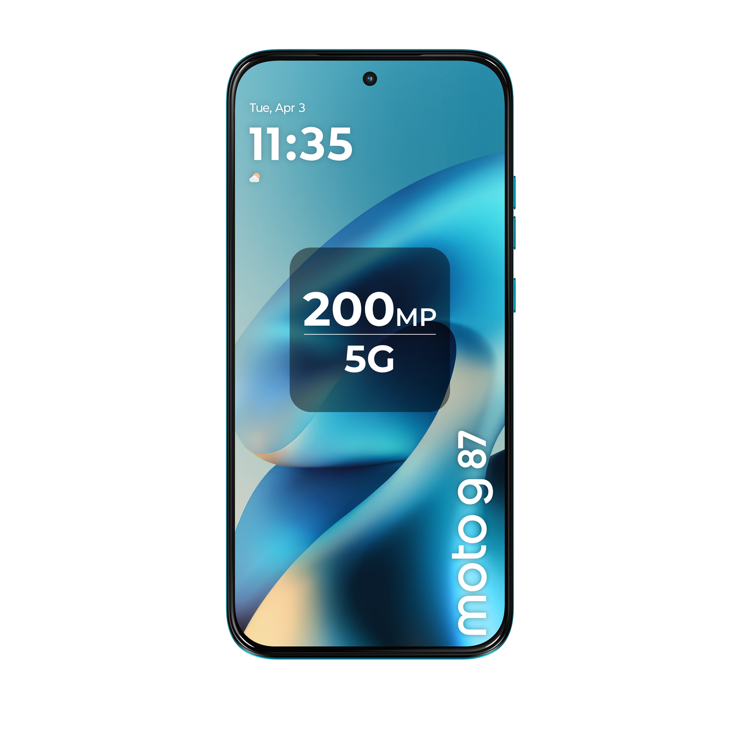 Smartphone con 200MP 5G y texto "moto g 87". Hora 11:35.