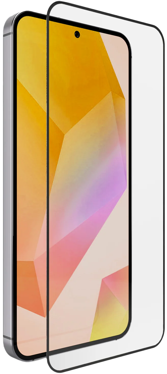 Ein Smartphone mit einem transparenten Displayschutz im Fokus.