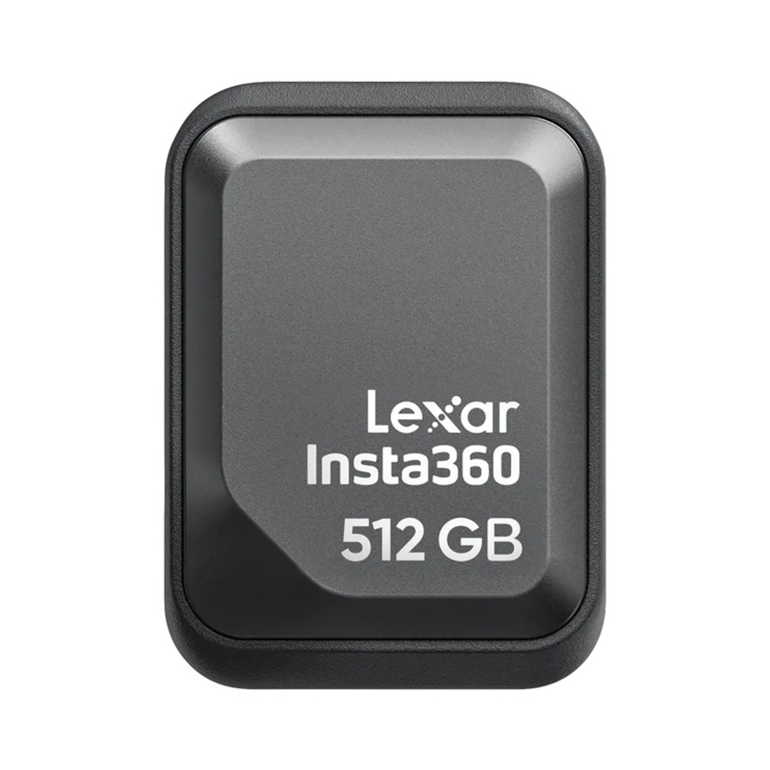 Scheda di memoria grigia Lexar Insta360 da 512 GB in dettaglio.
