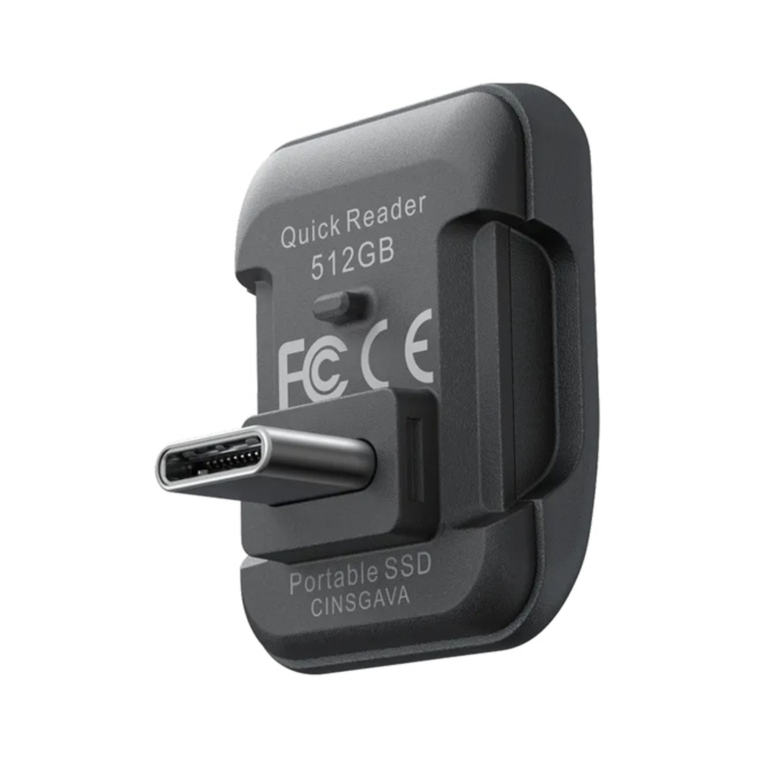 Lettore di schede USB-C nero da 512 GB con marchi FC/CE.