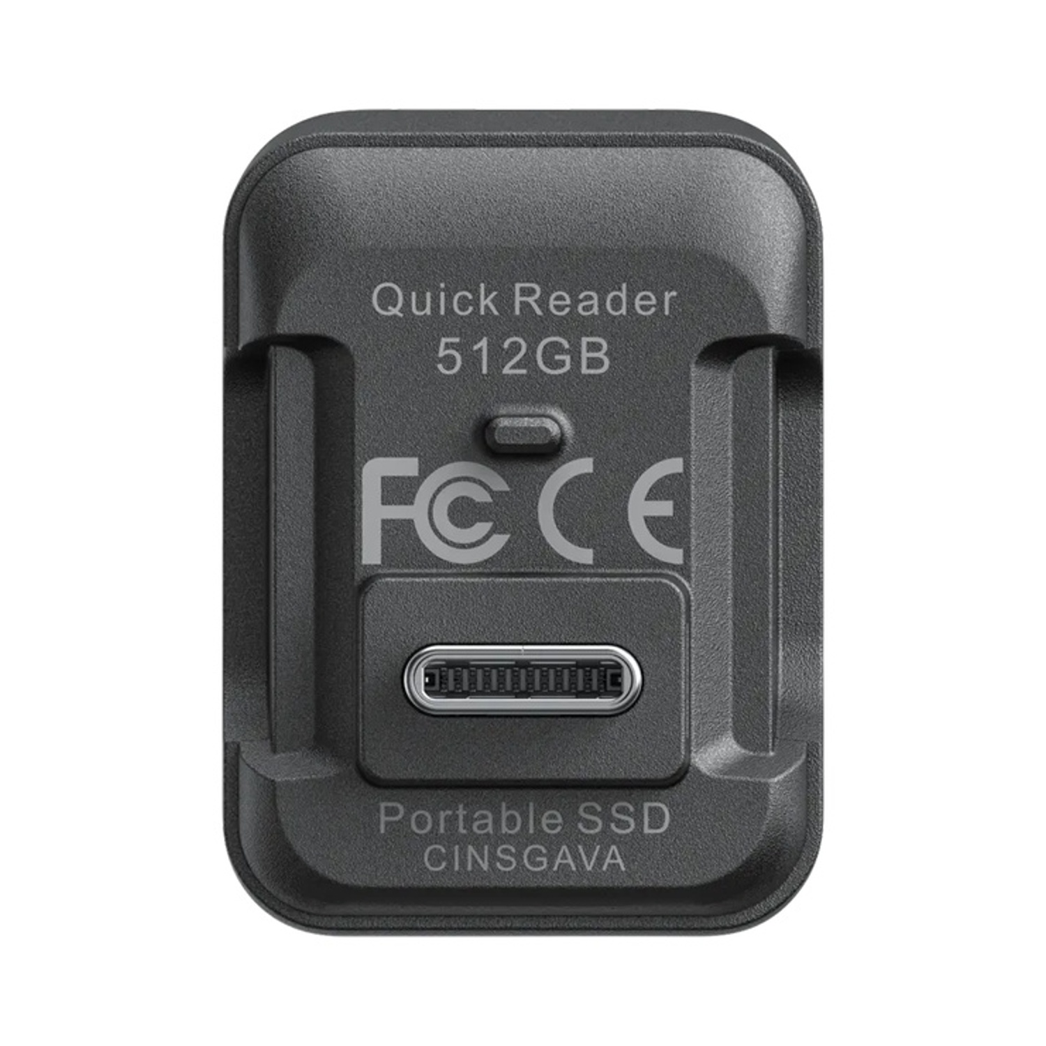 Lettore rapido SSD portatile nero con porta USB-C, capacità 512 GB.