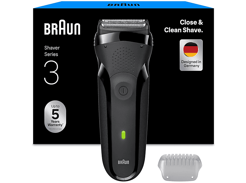 Braun Series 3 300 Nass- und Trockenrasierer (Akkubetrieb, Schwarz, Nass- oder Trocken)