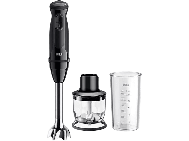 Braun MultiQuick 3 MQ 30201 M Stabmixer (Schwarz, 900 Watt, 350 ml Zerkleinerer, 600 ml Messbecher)