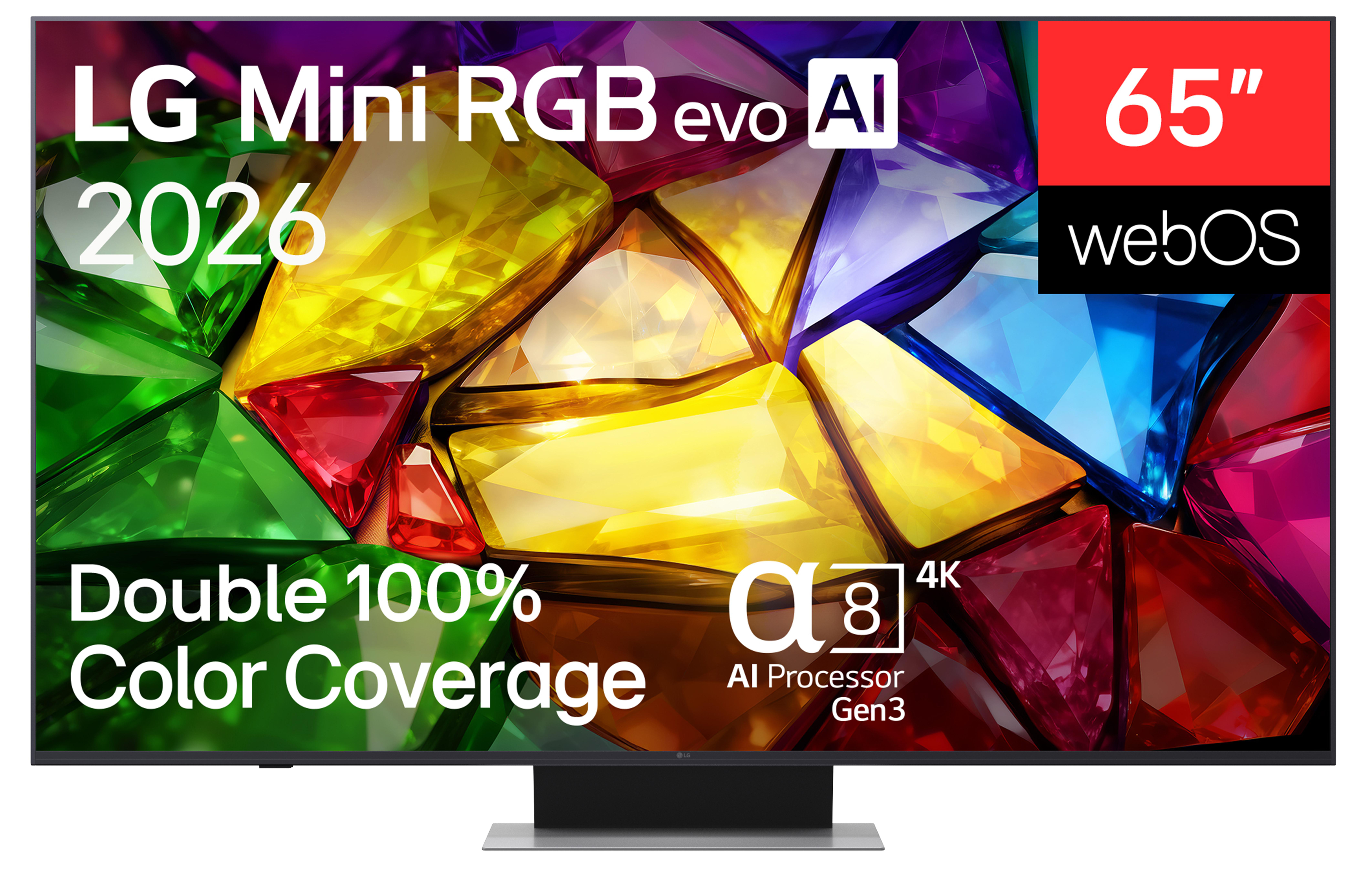 LG 65" 2026 Mini RGB evo AI TV mit Alpha 8 Gen3 Prozessor & webOS.