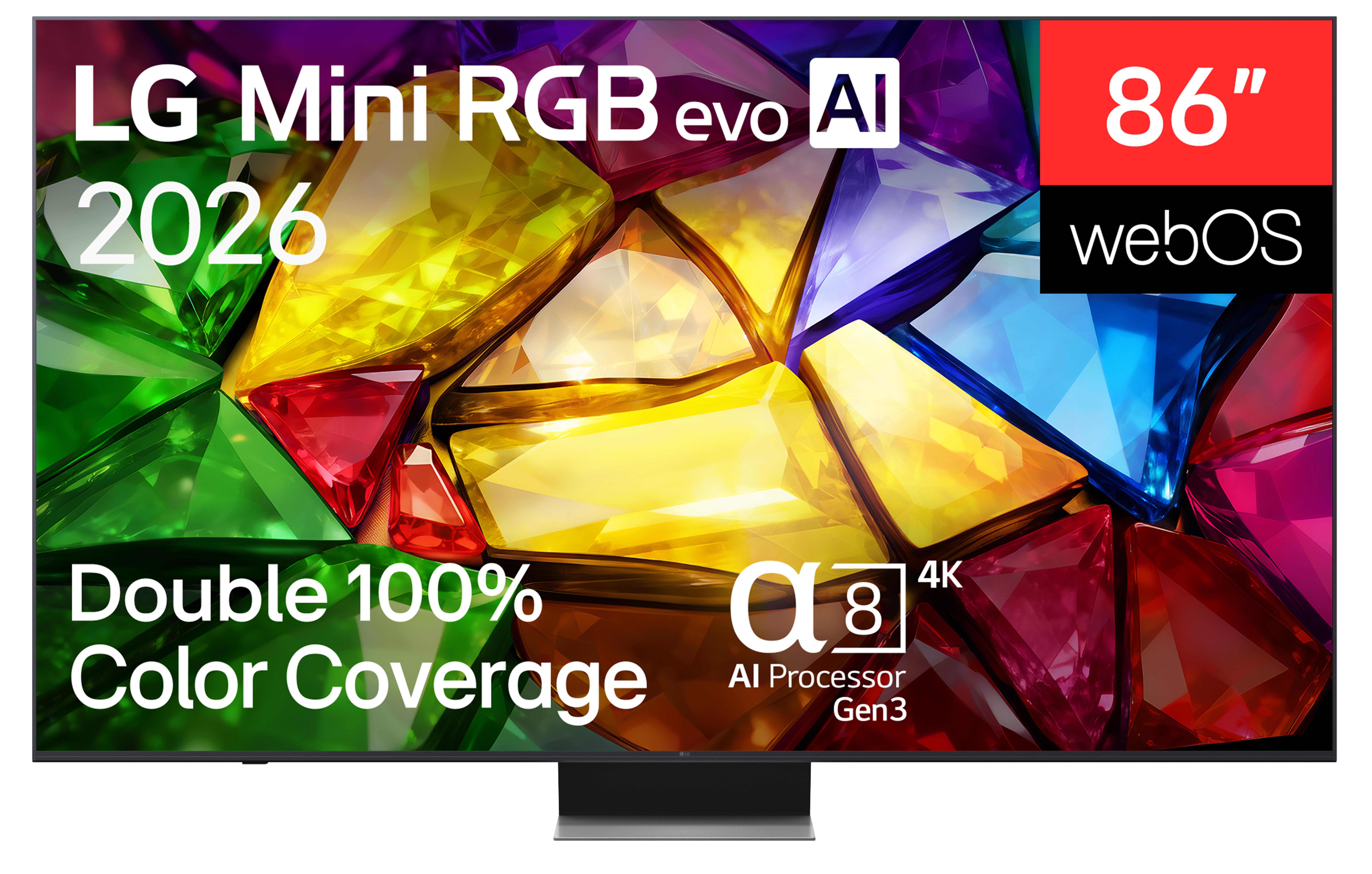 LG 86-Zoll Fernseher mit Mini RGB evo AI, 2026, 4K, webOS.