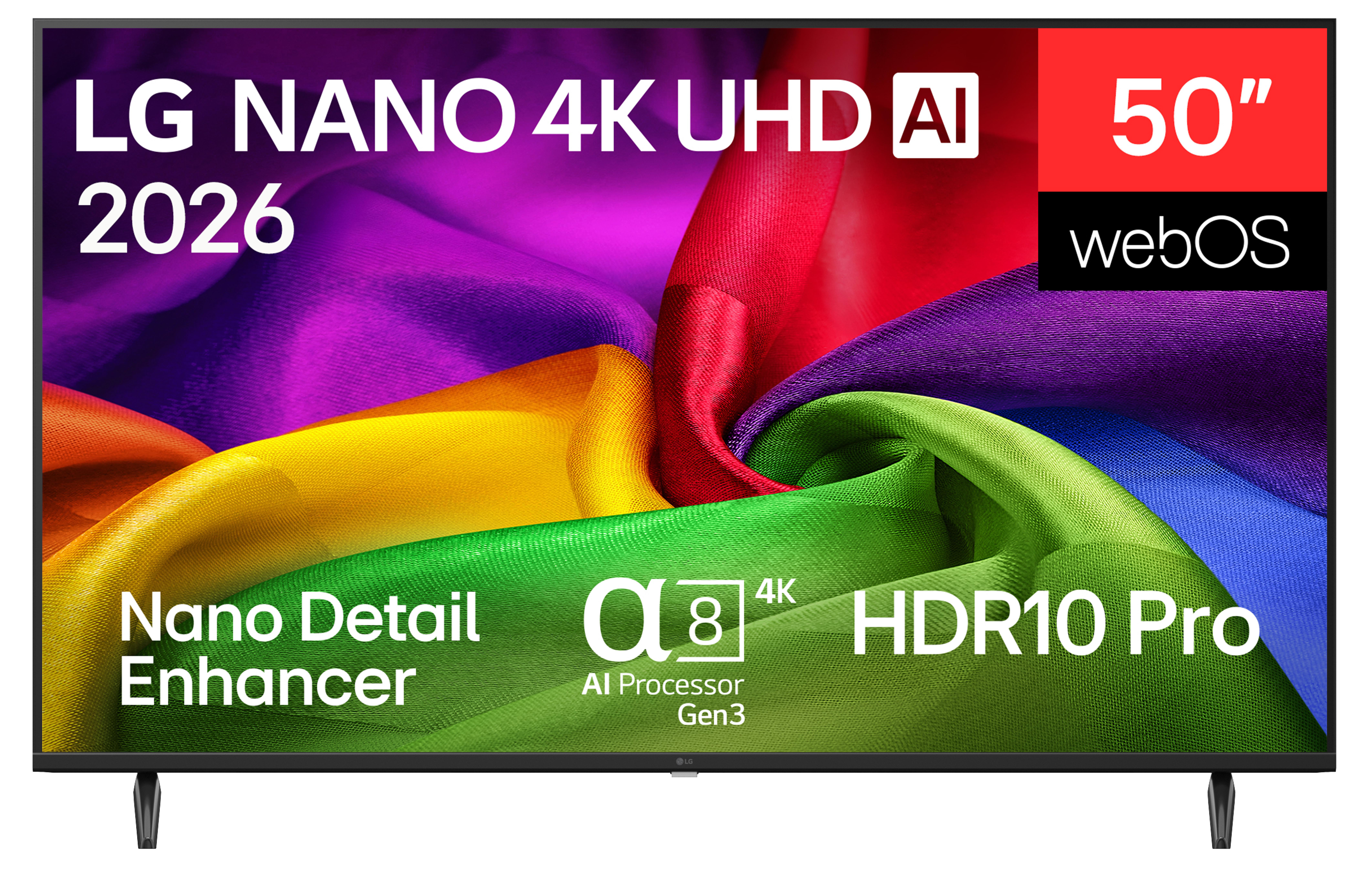 LG 50-Zoll 4K UHD TV mit Nano Detail Enhancer und AI Prozessor.