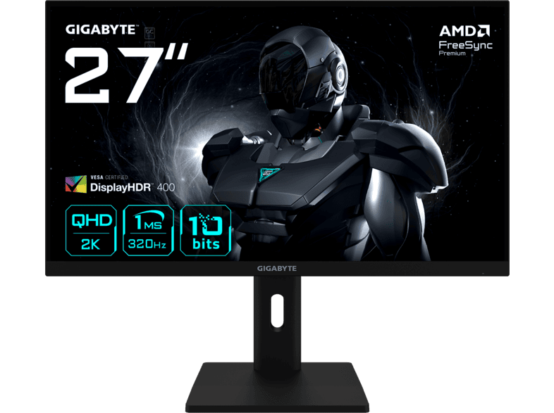 GIGABYTE G27Q3 27 Zoll Monitor, QHD, 1 ms Reaktionszeit, 350 cd/m², 320 Hz, Schwarz