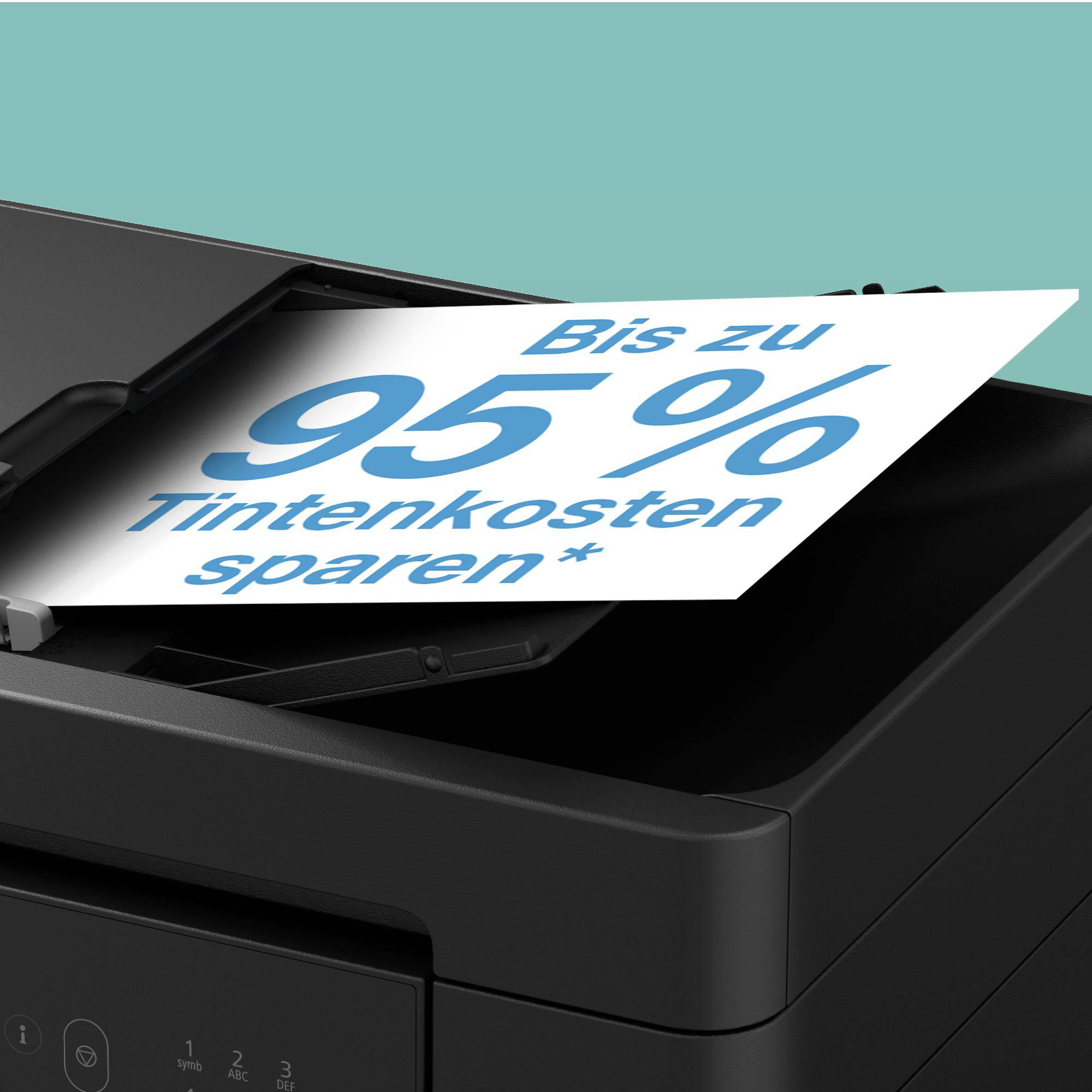 Ein Drucker mit einem Papier, das bis zu 95% Tintenkosten spart.