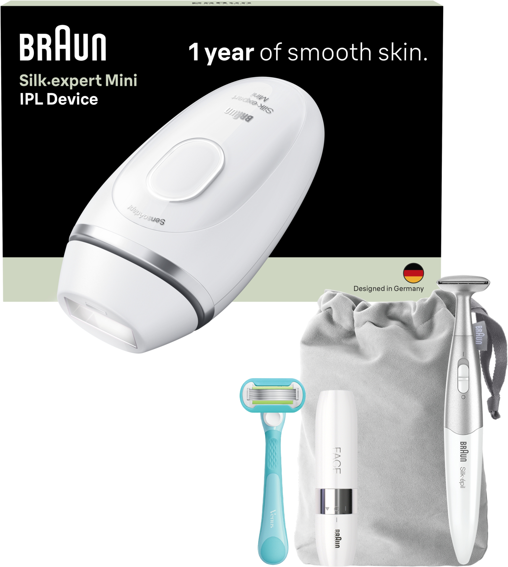 BRAUN IPL Silk-expert Mini, Villanófényes Szőrtelenítő Mini Arcszőrtelenítővel és Bikinivonal-Formázóval