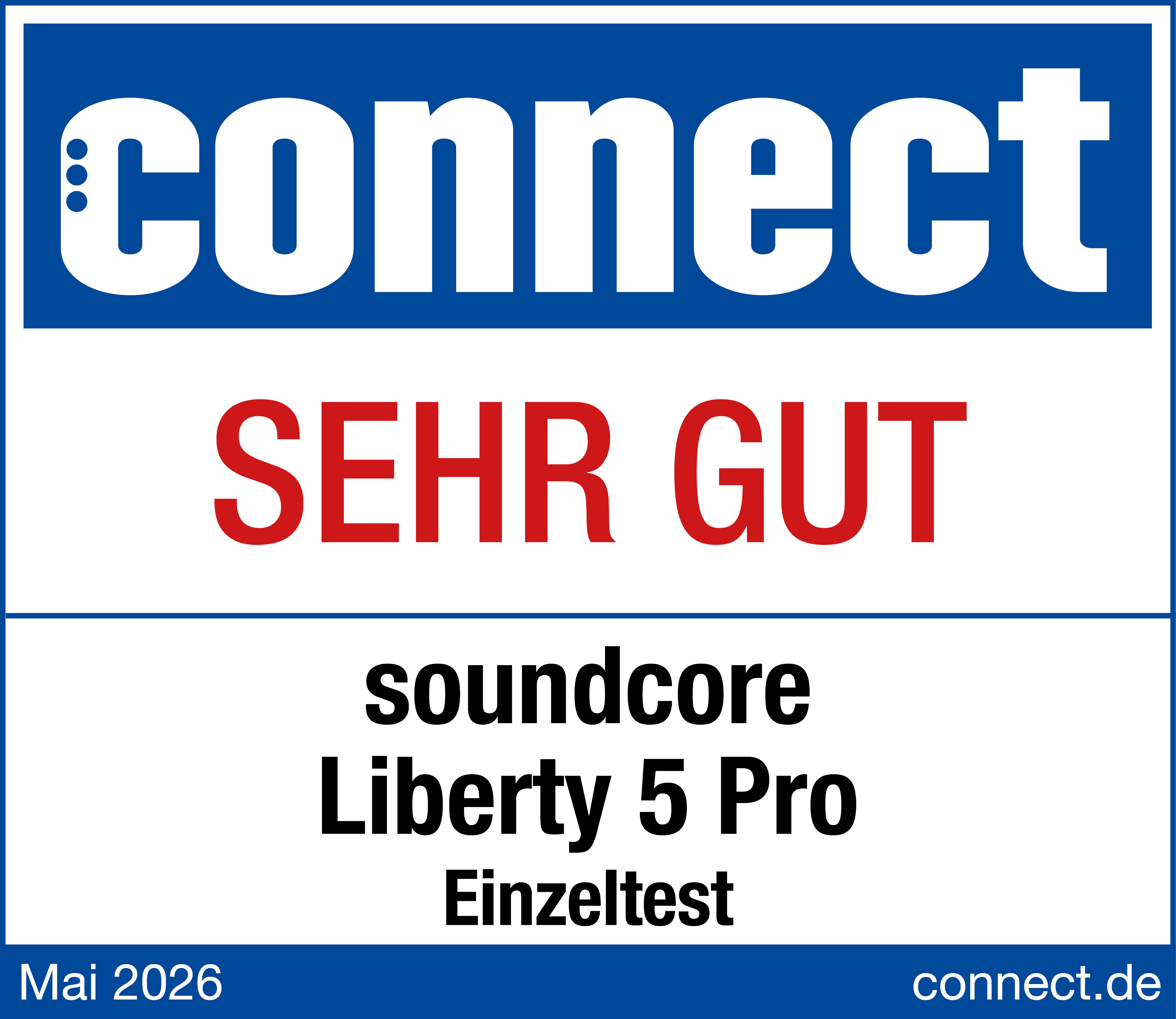Connect Logo, SEHR GUT, Soundcore Liberty 5 Pro, Einzeltest, Mai 2026, connect.de