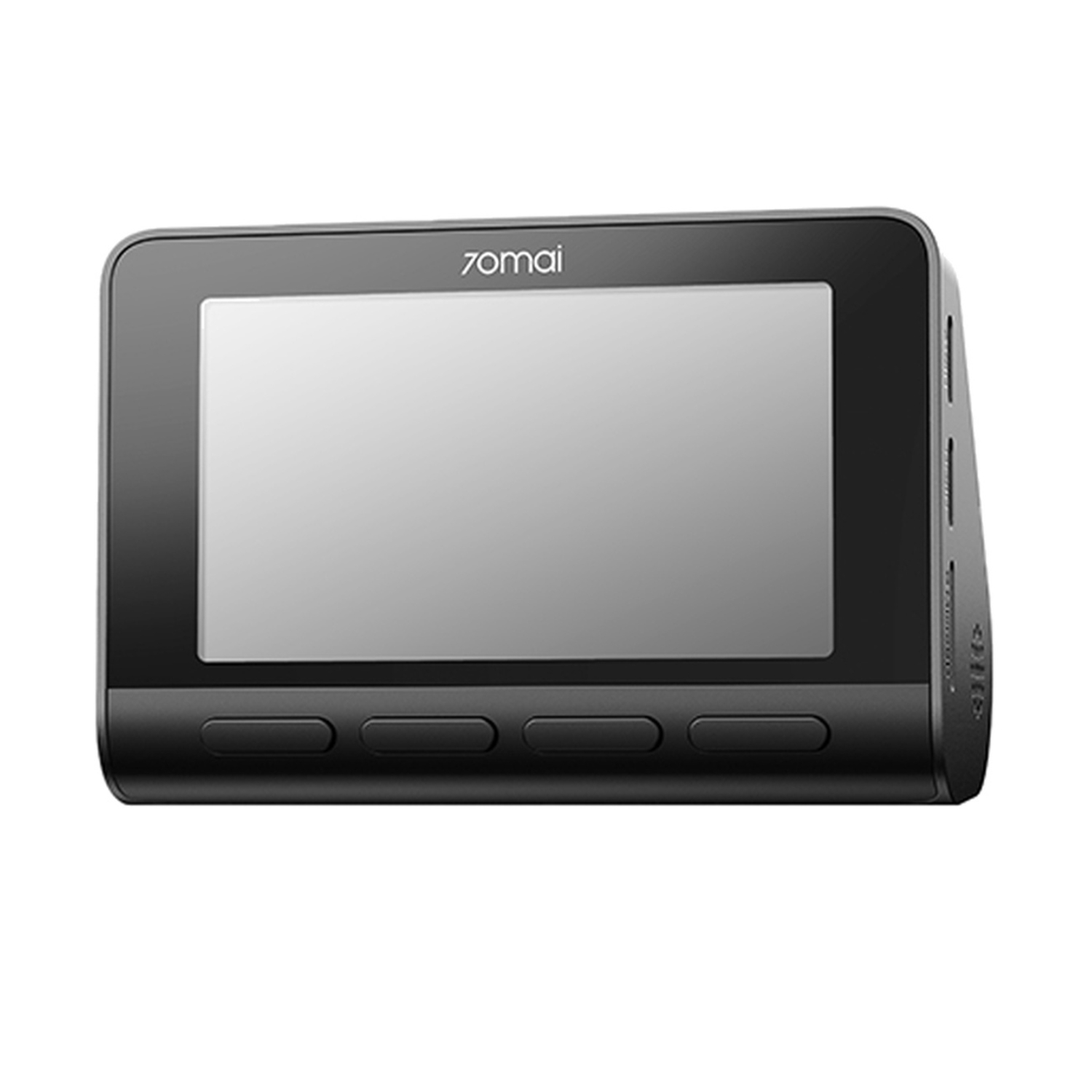 Un registratore dashcam 70mai nero con schermo grigio e quattro pulsanti.