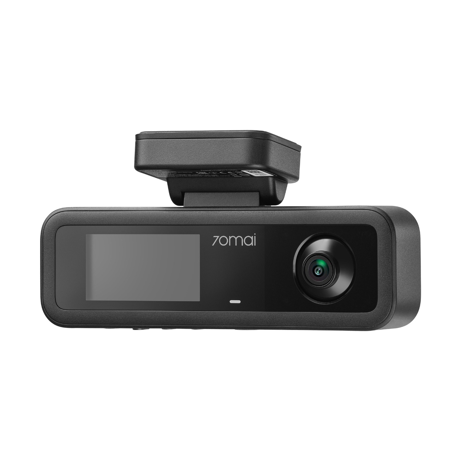Una dashcam 70mai nera con schermo e obiettivo.