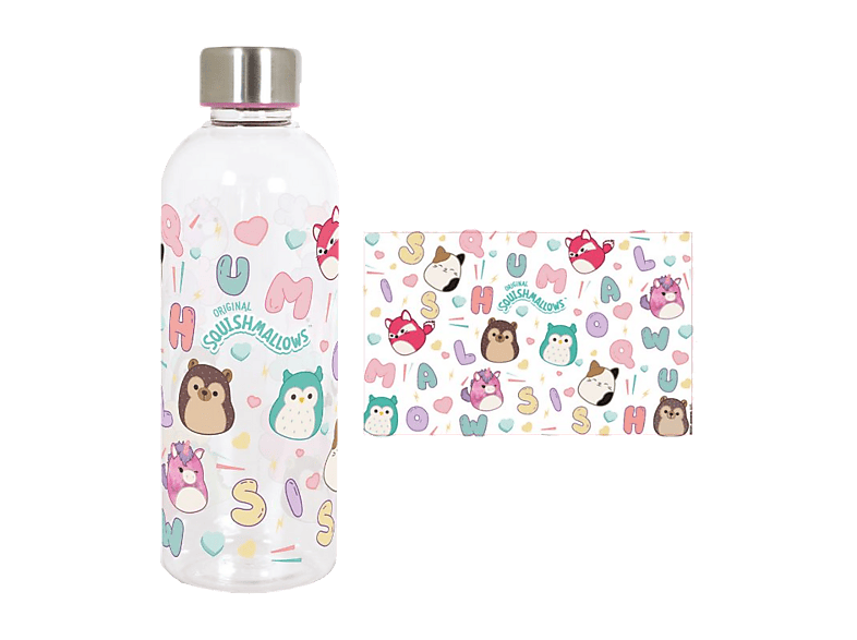Botella - Sherwood Squishmallows, 850 ml, Plástico libre de BPA, Transparente