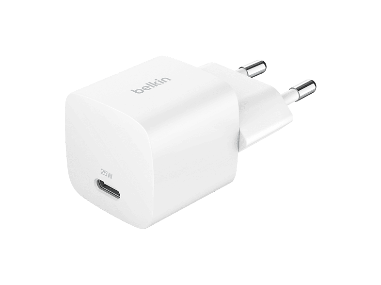 Cargador de pared - Belkin BBC031, Carga USB-C, 25W, Blanco