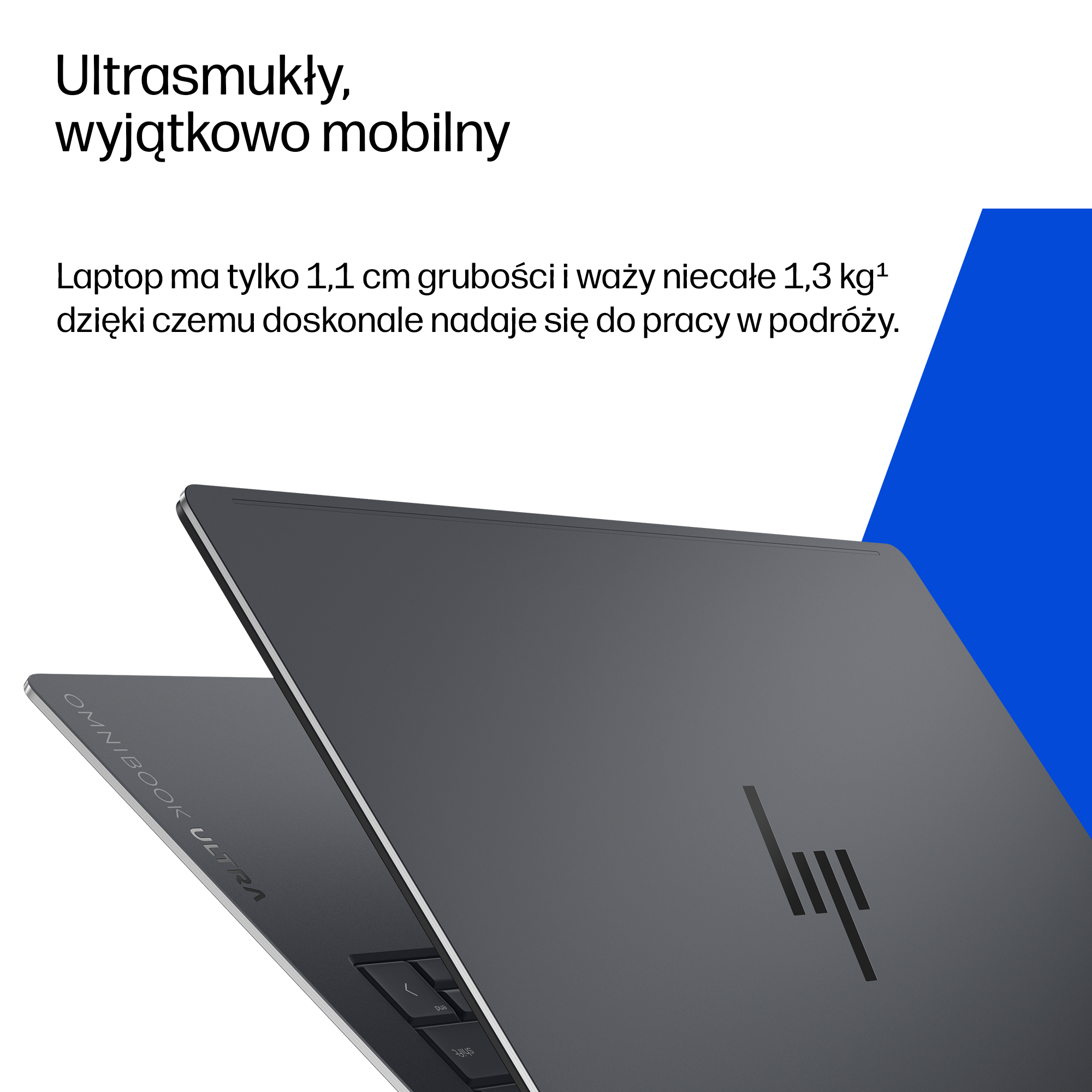 Elegancki, szary laptop HP z logo HP na pokrywie.