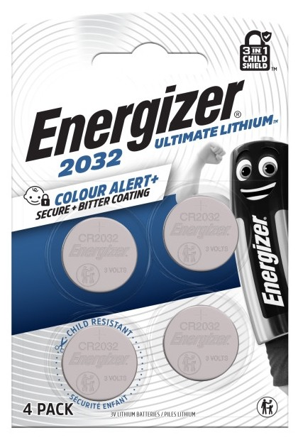Energizer 2032 Ultimate Lithium 4-es csomag elemek gyermekvédelemmel.