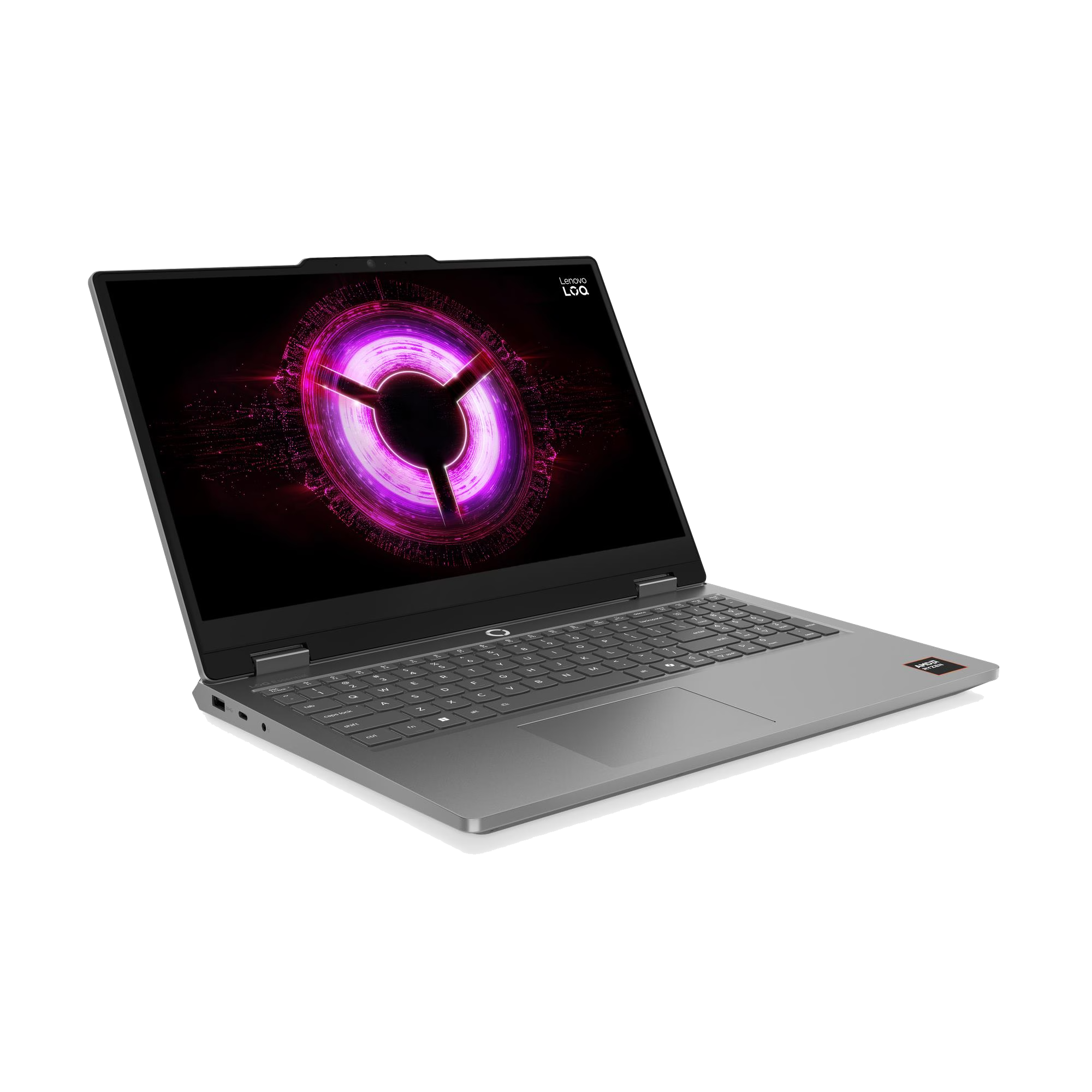 Un portátil plateado con la pantalla abierta, mostrando un gráfico morado.