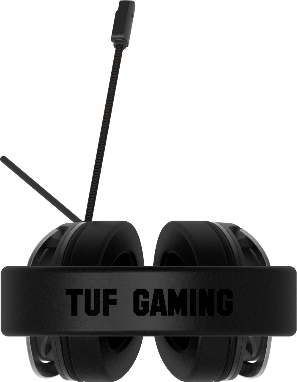 Cuffie nere con microfono e logo "TUF GAMING" sull'archetto.
