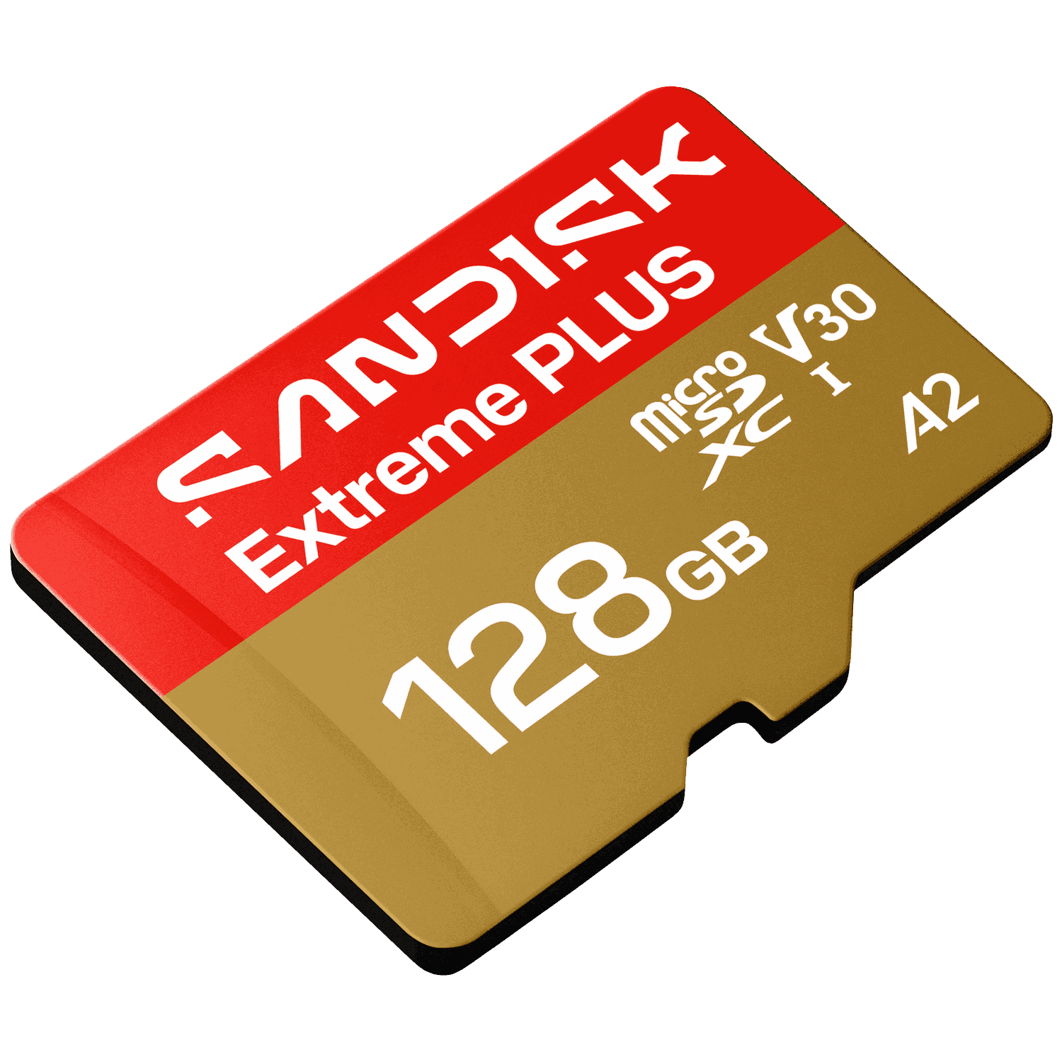 Tarjeta de memoria SanDisk Extreme PLUS 128GB MicroSDXC con etiquetas V30 y A2.