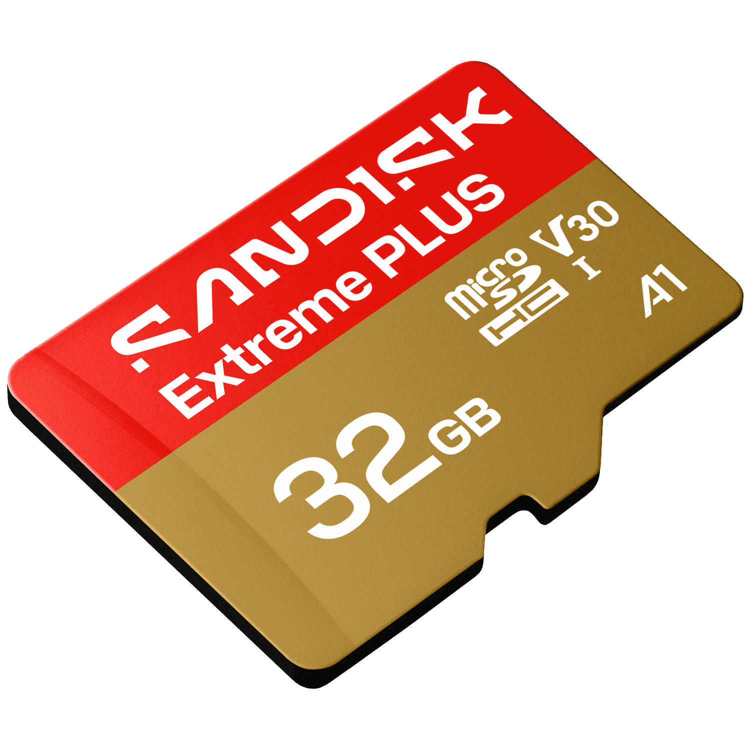 Tarjeta SanDisk Extreme Plus de 32GB MicroSD con marcas V30 y A1.