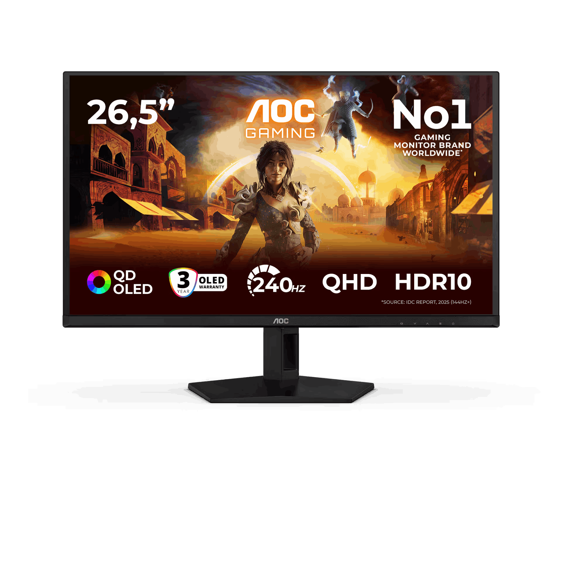 Monitor AOC Gaming: 26.5 pulgadas, QD OLED, 240Hz, QHD, HDR10.