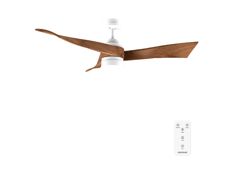 Ventilador de techo - Cecotec EnergySilence Aero 5280 DarkWood, 3 aspas,Luz LED, 6 velocidades, Mando, Temporizador, Verano/invierno, Marrón