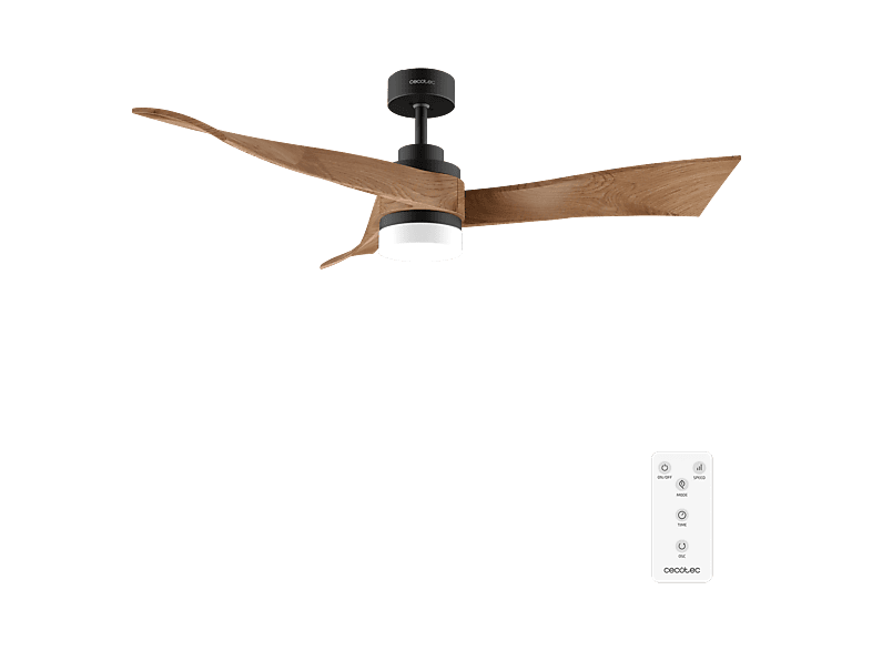 Ventilador de techo - Cecotec EnergySilence Aero 5285 Darkwood, Luz LED, 6 velocidades, Temporizador, Modo winter-summer, Mando a distancia, Negro