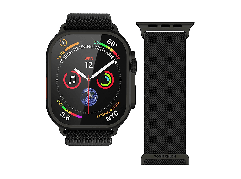 CINTURINO SMARTWATCH VONMAHLEN Cinturino Apple W Classic Nylon Loop, 44/45/46/49 Nero