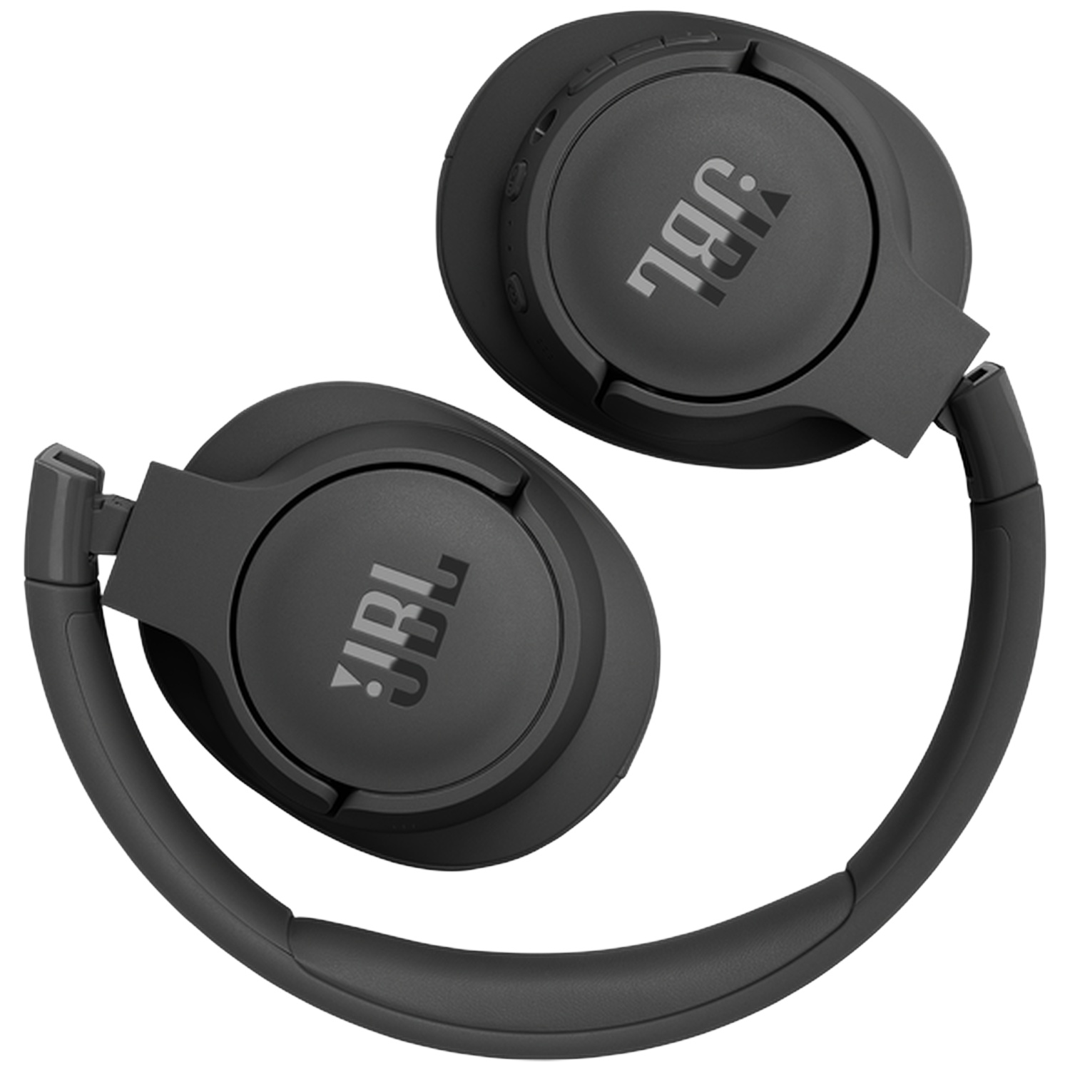 Casque JBL noir plié sur fond blanc.