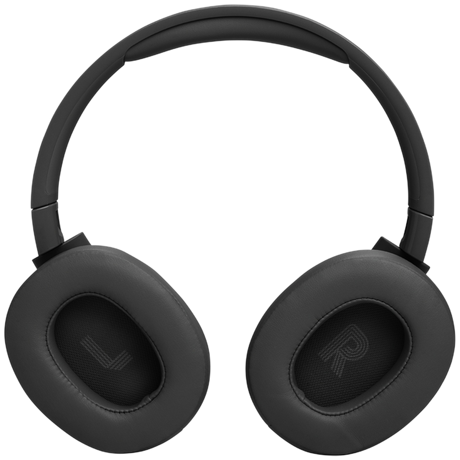 Casque noir avec écouteurs rembourrés marqués L et R.