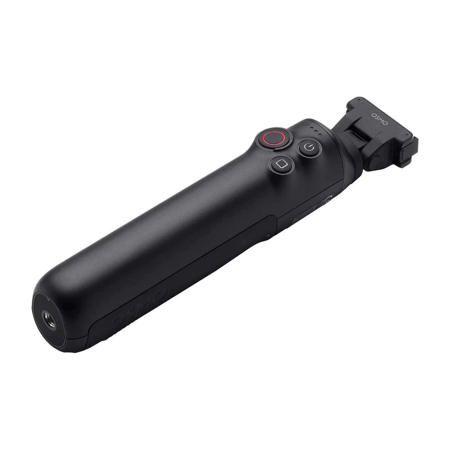 Un'impugnatura gimbal nera con pulsanti e logo OSMO.