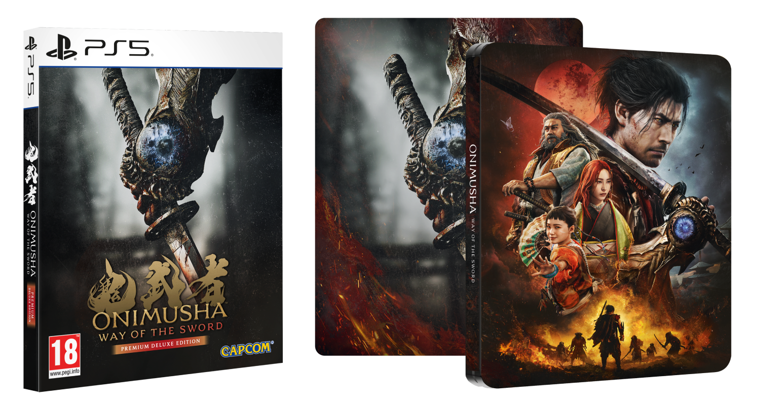 Funda de juego PS5 y steelbook con arte y personajes del título.