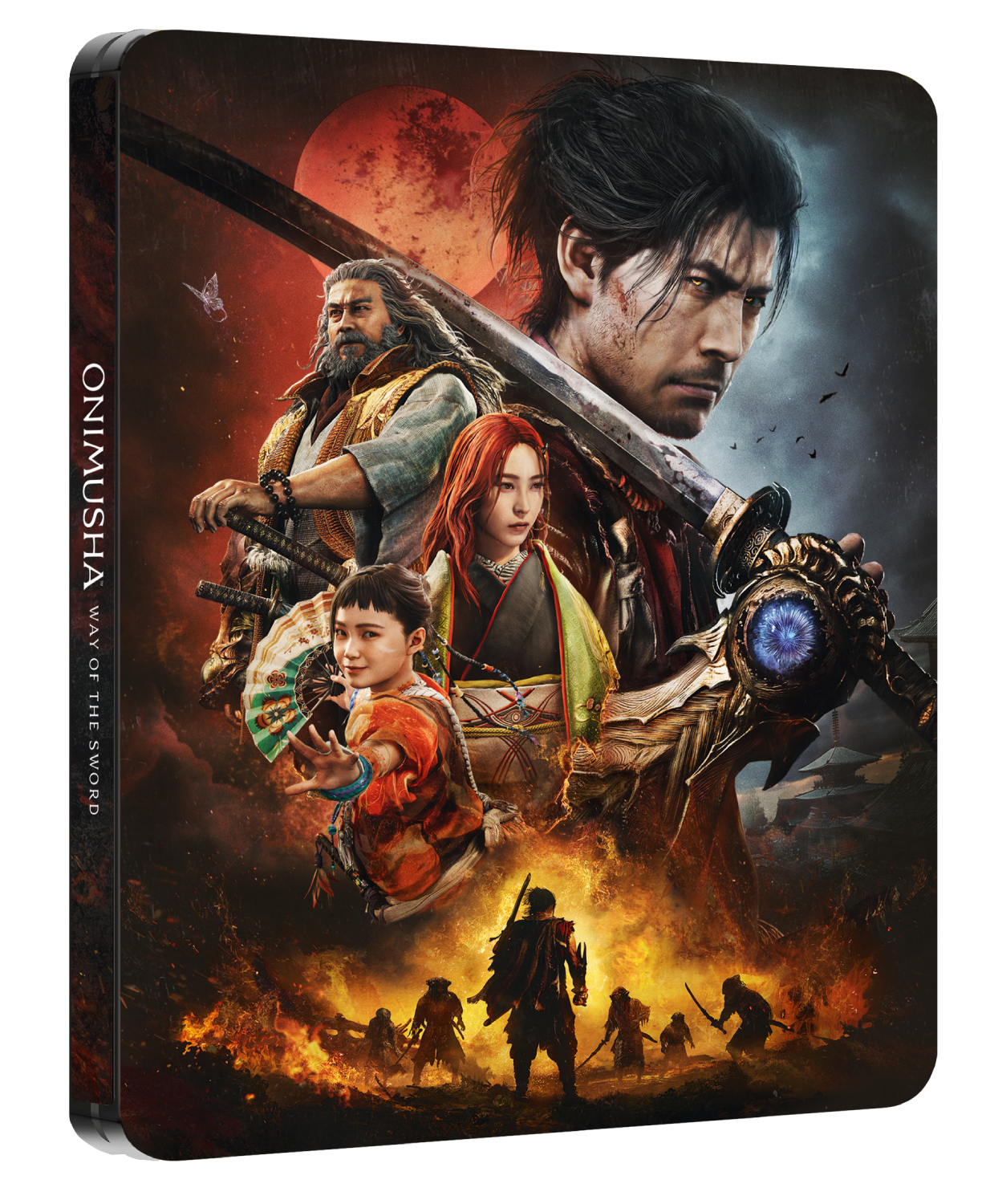 Onimusha Way of the Sword: Guerreros se reúnen entre fuego y luna roja.