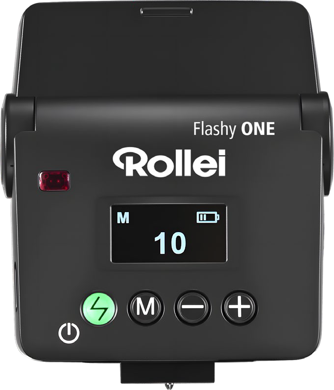Unité de flash Rollei Flashy ONE avec écran et boutons éclairés.