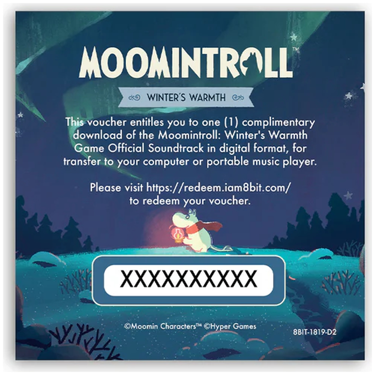 Moomintroll voucher voor download soundtrack Winter's Warmth. Online inwisselbaar.