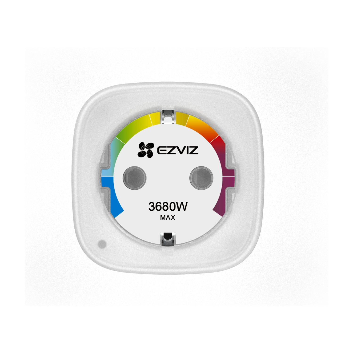 Spina intelligente bianca con logo EZVIZ e indicatore di colore per 3680W.
