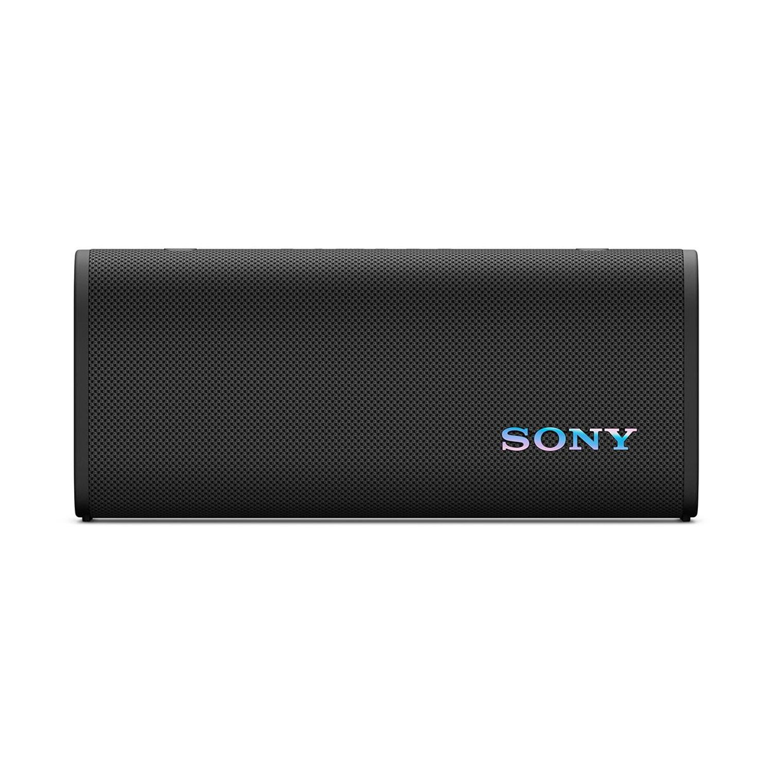Altoparlante Sony nero con logo riflettente.