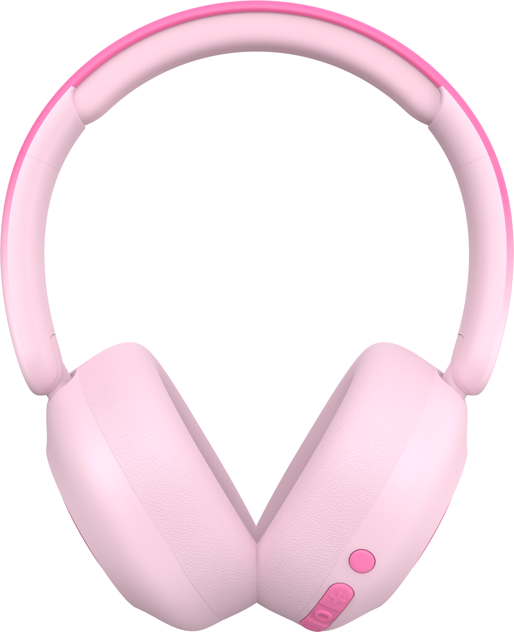Un paio di cuffie rosa su sfondo nero.