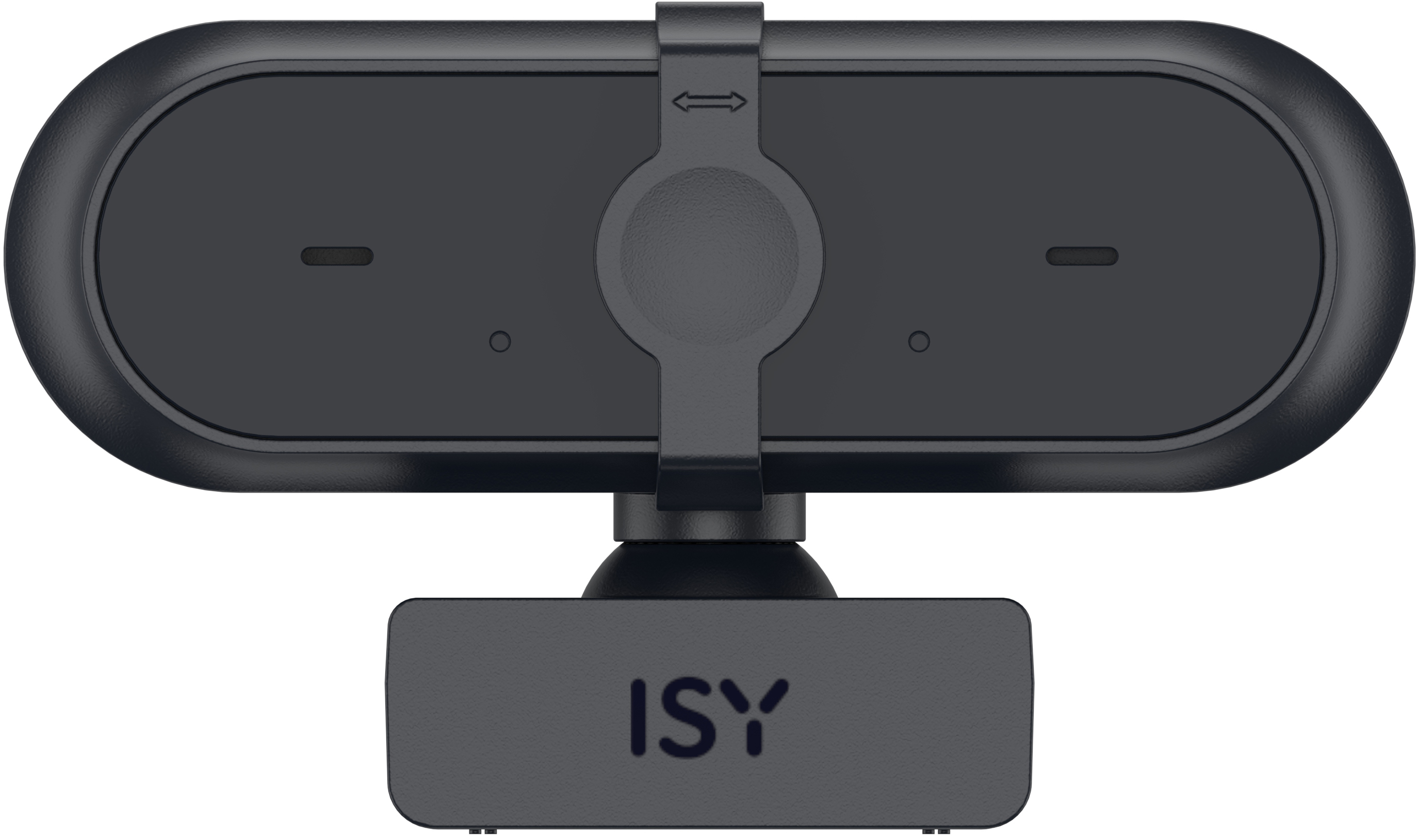 Webcam ISY noire avec support pivotant et clip.