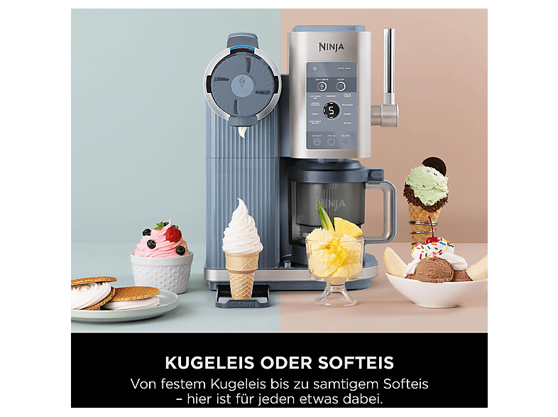 Ninja NC702EU Creami Scoop & Swirl 13-in-1 Softeis- und Eismaschine (800 Watt, 480 ml, Stahlblau) — Foto 2 von 5