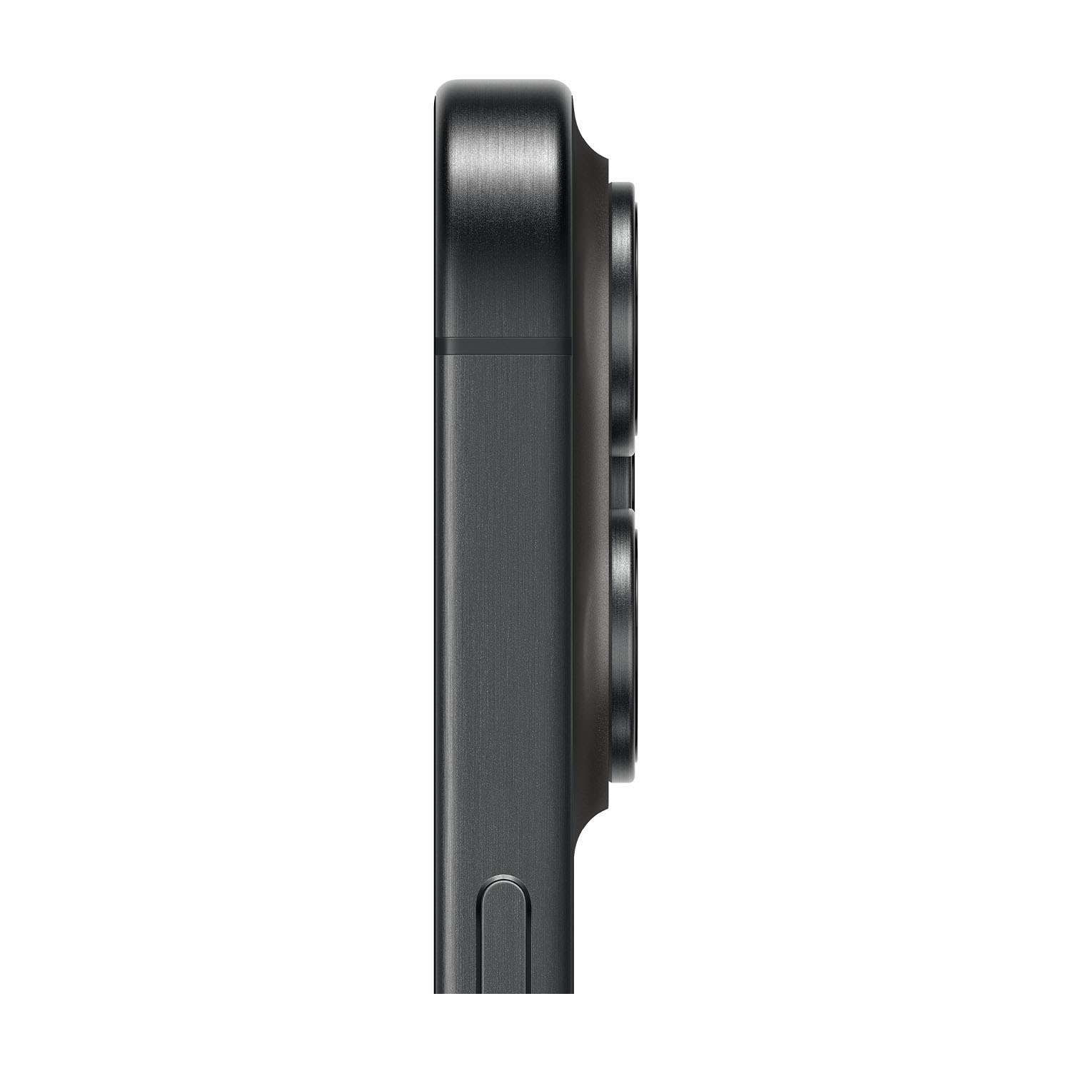 Modulo fotocamera smartphone grigio scuro su sfondo bianco.