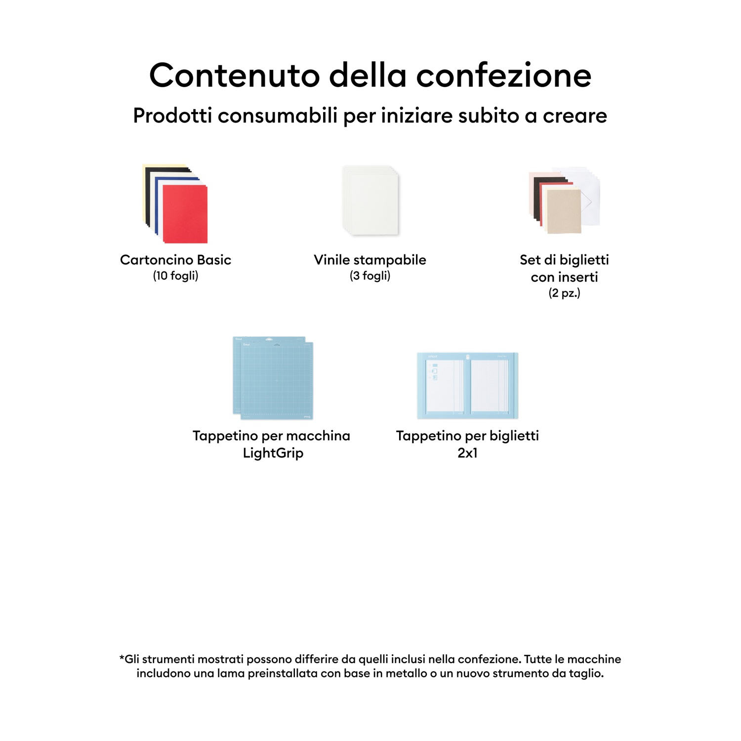 Contenuto della confezione: Prodotti per creare subito.