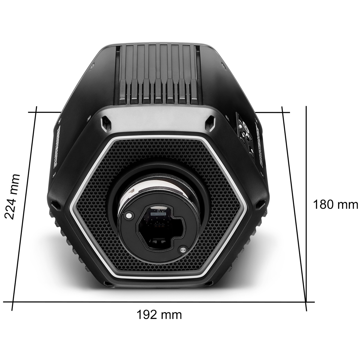 Black hexagonal steering wheel with dimensions 192x224x180 mm.
