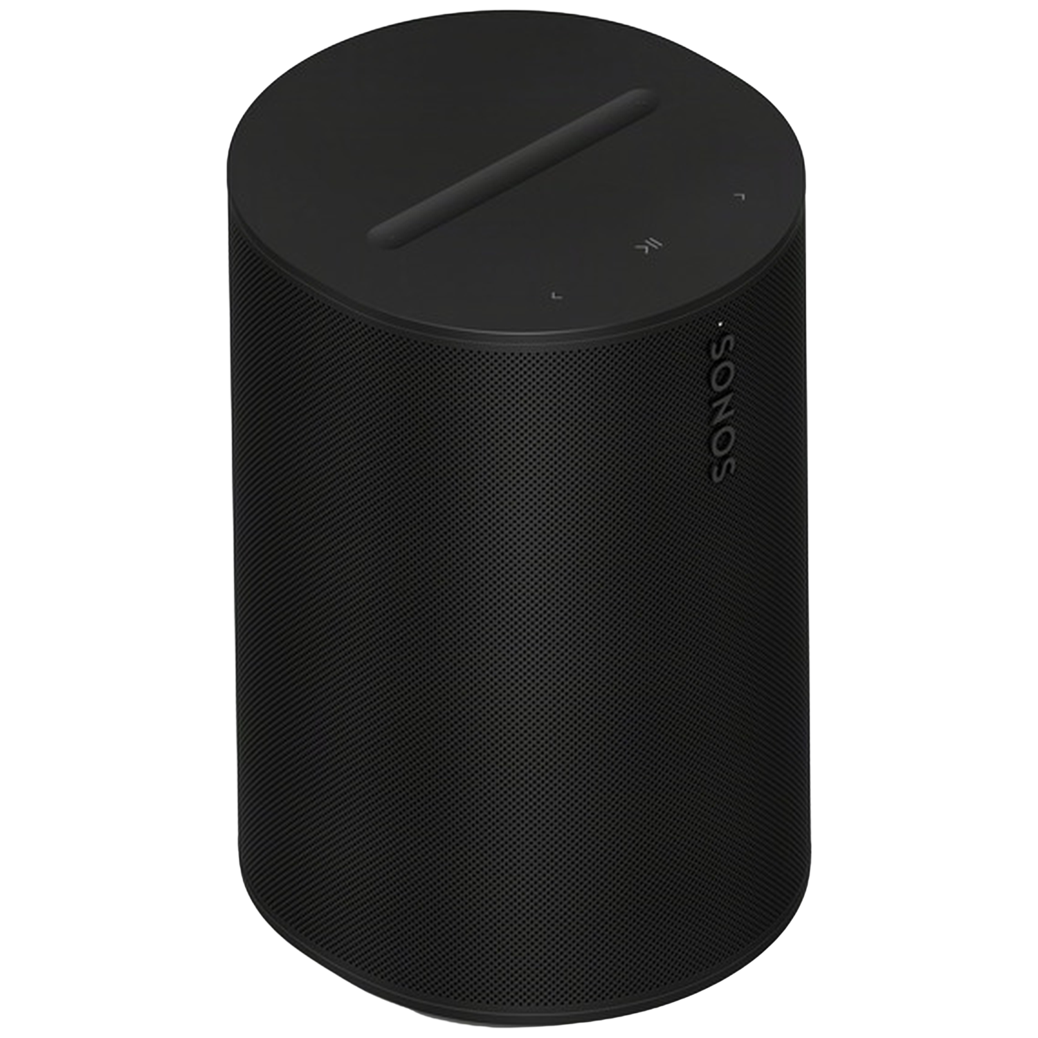 Zwarte cilindrische luidspreker met aanraakbediening en Sonos-logo.