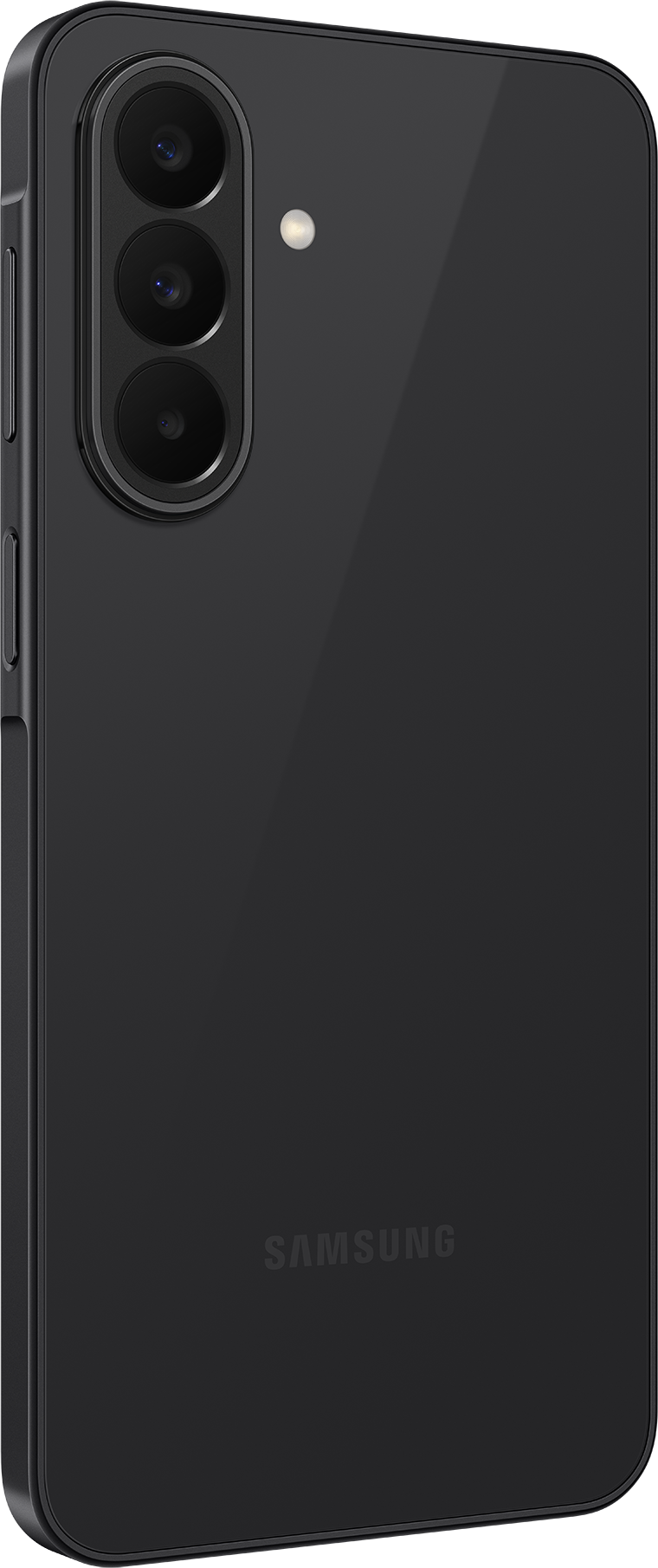 Fekete Samsung okostelefon három kamerával és vakuval.