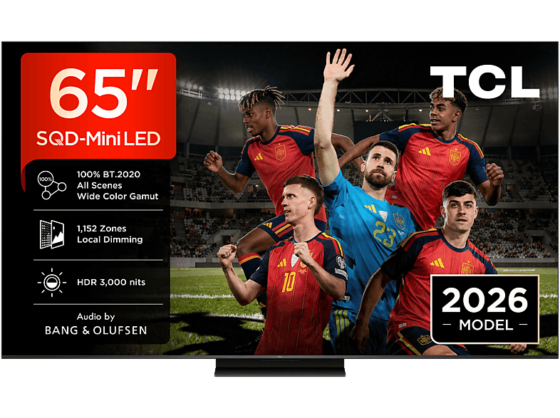 TV QD-Mini LED 65" - TCL 65C7L, QLED 4K, TSR AiPQ, Smart TV, DVB-T2 (H.265), HDR 3000 nits, Dolby Vision y Atmos, Negro
